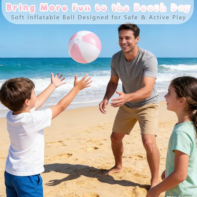 4 Pcs 16 Inch Inflatable Beach Balls Bulk Large Pastel Inflatable Decorated Ball Party Ornaments for Summer Swimming Pool Party Birthday Favors