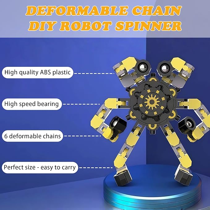 Easter Basket Stuffers, 6 Pcs Transformable Fidget Spinners Toys- Deformable Fingertip Gyro Stress Relief Sensory Toys, Easter Party Favors & Birthday Gifts for Kids Adults Boys Girls