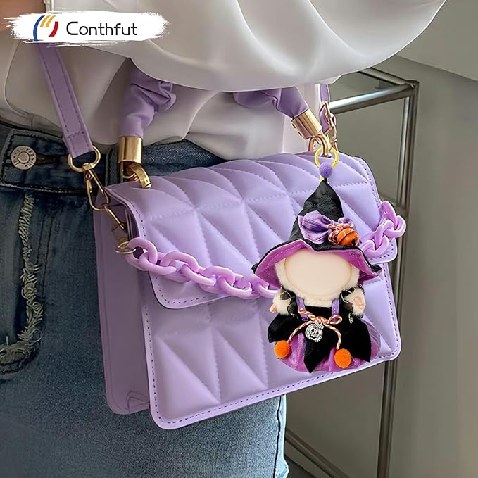 17cm Doll Clothes,Halloween Dress Witch Hat for Dolls Accessories,Clothes for Dolls Outfit,Halloween Clothes Set (No Doll)(Purple Dress+Hat)