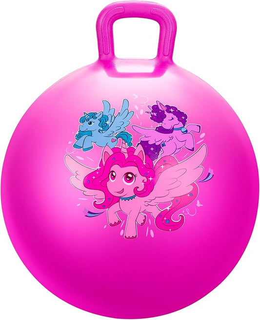 U&C Planet Hopper Ball 18 inches Bouncy Ball with Handle for Kids Age 3-6 Hoppity Hop Sit and Bounce Jumping Hopping Toy with Pump and Gift Box Great Gift for Easter Basket Stuffers, Pink