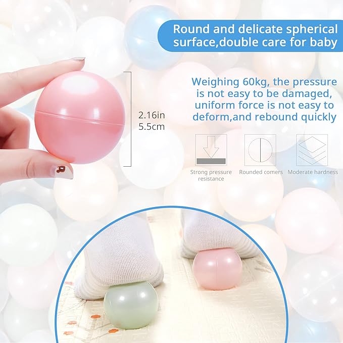 STARBOLO Ball Pit Balls for Toddlers Pack of 100 200 500 - BPA&Phthalate Free Non-Toxic Crush Proof Soft Plastic Balls for 1-5Years Old Toddlers Girl Kids Birthday Pool Playpen Tent Party