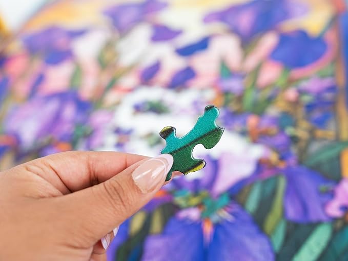 Springbok Stained Glass Iris 500 Piece Jigsaw Puzzle for Adults - Unique Cut Pieces - Made in USA