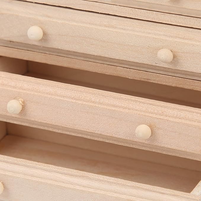 1:12 Wooden Table Square 8 Button Dollhouse Movement Cabinet Sleeping Cabinet Mini Furniture Solid Wood Miniature Model Beautiful Color Kit Handcraft DIY Model Gift Supplies Accessories