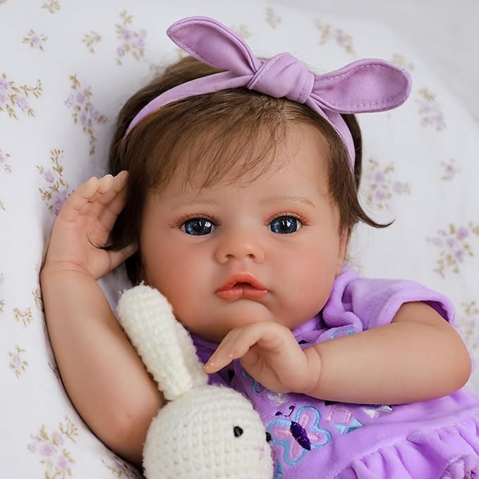 SCOM Realistic Reborn Baby Dolls-20 inch Lifelike Baby Doll Girl with Soft Weighted Body, Reallife Reborn baby Girls With Baby Accessories & Gift Box, Suitable Toy for Age 3+ Kids,Birthday/Easter Gift