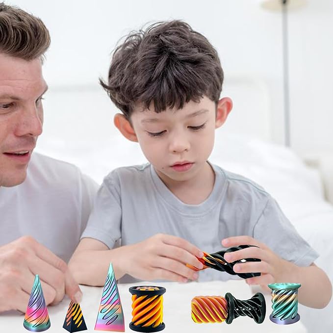 Valentines Day Gift for Kids 3 Packs Impossible Cone,Impossible Cones passthrough Impossible Pyramid for Relaxing,Spiral Fidget Toy Birthday for Adults & Kids
