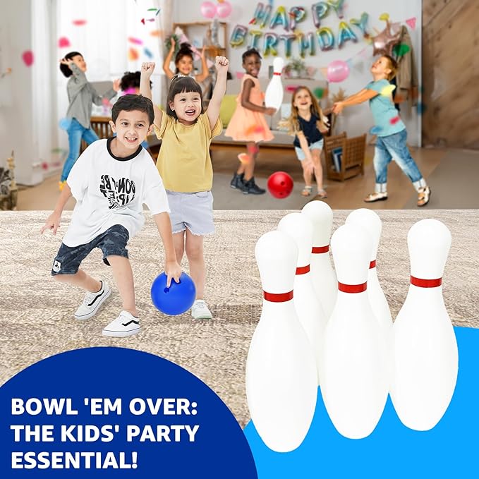 17 Inch Huge Bowling Set with Storage Bag – 6 Giant Pins, Outdoor & Indoor Backyard Game for Kids, Family Party, Birthday Gift Ages 5+ – Amazon Exclusive