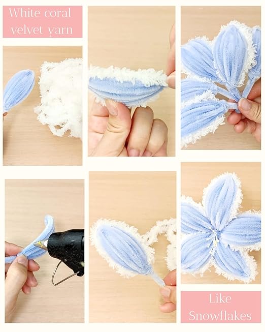 YYUENGTAK 350 Pcs Pink Pipe Cleaners Flower kit with tutoria,Fluffy Yarn,Green Floral Wires,Gardening Tape,Stamen(2 Colors)，Pipe Cleaners Craft,Chenille Stems for DIY Art Projects Creative Gift Decor