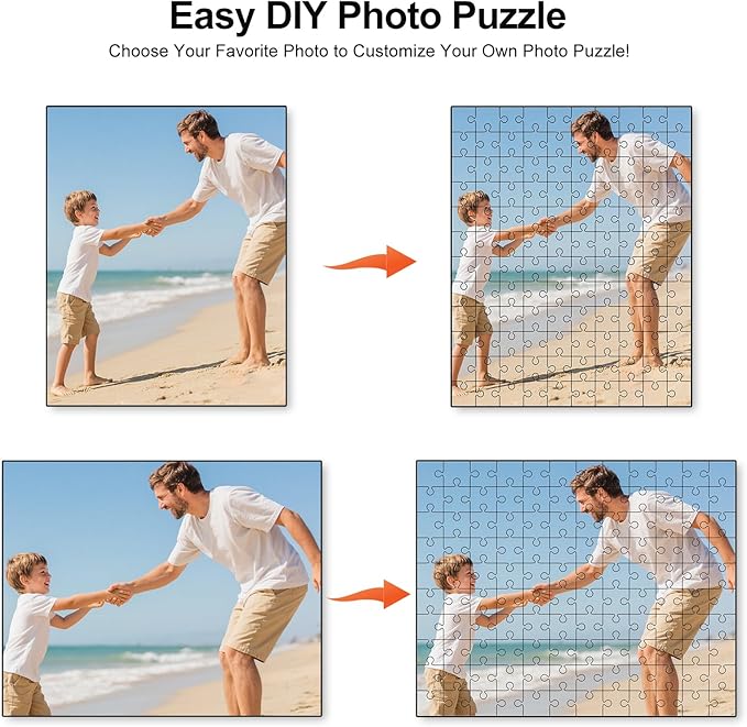 Personalized Puzzle from Photo, Custom 35/70/120/200/300 Piece Photo Jigsaw Puzzles for Adults Kids, Wooden Puzzles with Lettered Back, Perfect for Birthday, Christmas, Holidays Puzzles Custom Gifts
