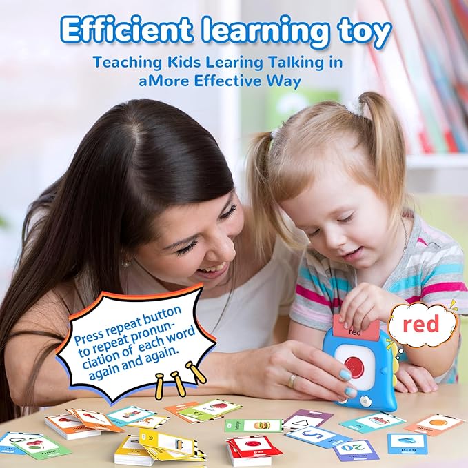 Kidzdo 520 ABCs Talking Flash Cards, Easter Stuff Birthday Gifts for 2 3 4 5 6 Year Old Boys Girls, Early Education Learning Toys, Autism Sensory Toys for Autistic Kids Ages 2-6, Blue