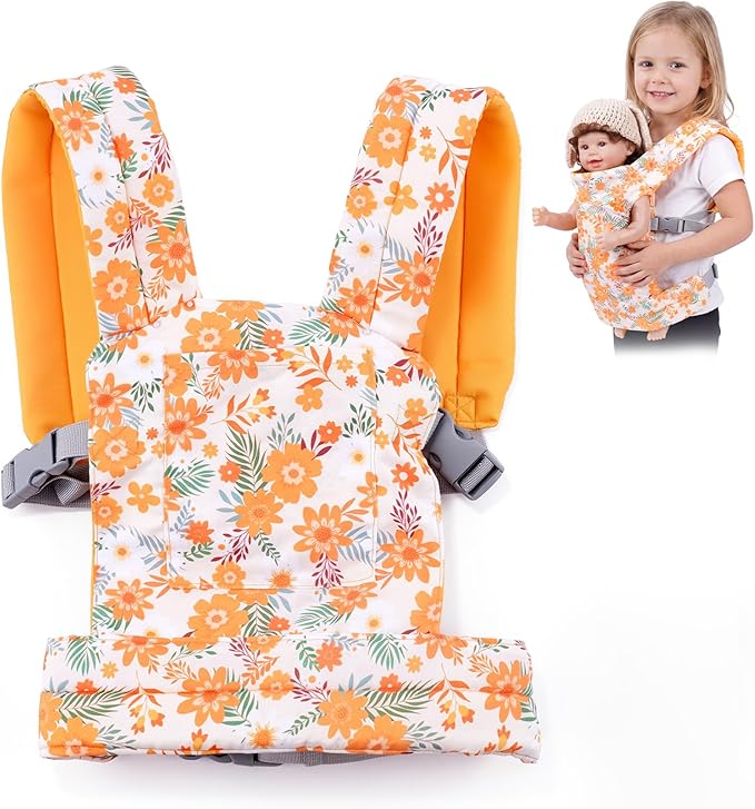 BABESIDE Baby Doll Carrier – Adjustable Straps for 15–22 Inch Dolls, Perfect for Pretend Play & Role Play – Soft Cotton Doll Accessory for Girls Ages 3+（Doll Not Included）