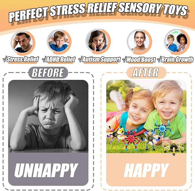 Easter Basket Stuffers Gifts for Boys Girls Toddlers 4Pcs Transformable Fidget Spinners for Kids Fidget Toys Teens Adults Quiet Airplane Road Trip Travel Activities Essential Autism ADHD C