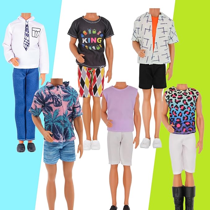 EuTengHao 44Pcs Doll Clothes and Accessories for 12 Inch Boy Dolls Include 27 Different Shirt Jeans Wear Trousers Pants for 12'' Boy Doll Basketball Stands Skateboard Sprots Style Accessories