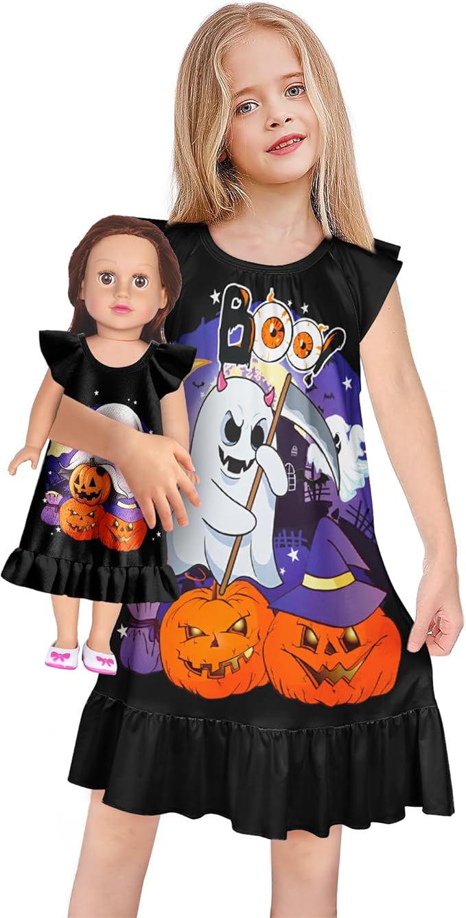 LQSZ Doll and Girl Matching Nightgown Outfit Pajamas Nightie Nightgown for Girls and Dolls Clothes