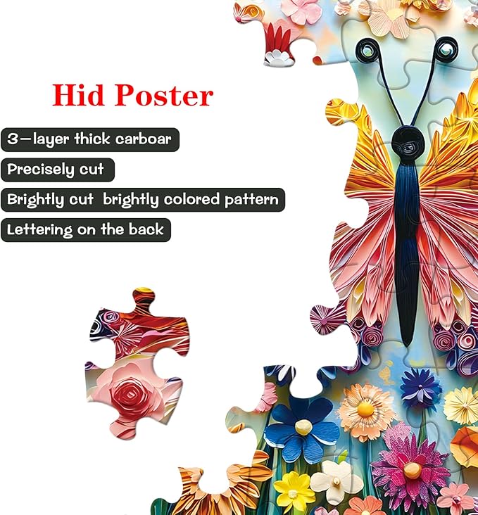 Butterfly Jigsaw Puzzles for Adults 1000 Pieces, Butterflies Difficult Animal Plant Adult and Family Game Challenging Fun Art Wall Decor - Colorful Flower Butterfly Z0814