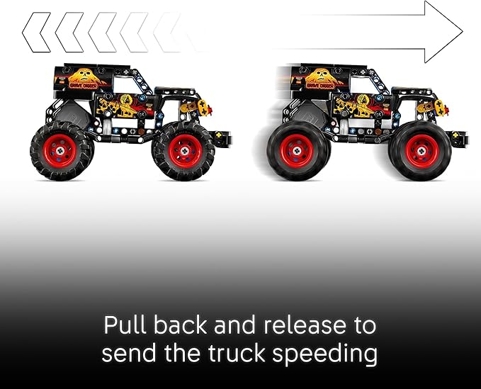 LEGO Technic Monster Jam Grave Digger Fire and Ice Building Toy for Boys & Girls - Monster Truck Toy W/Pull-Back Racing Action for Kids, Ages 7+ - Gift Idea for Birthdays - 42219
