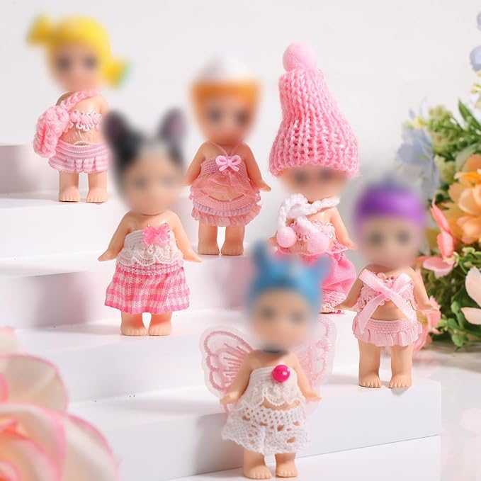 10 Sets Doll Outfits for 3 Inch/7.5-8cm Doll Pack, Mini Toys Clothes Pack with Tops & Skirts & Accessories Mini Figure Costume Clothing for Collector Display and Decoration