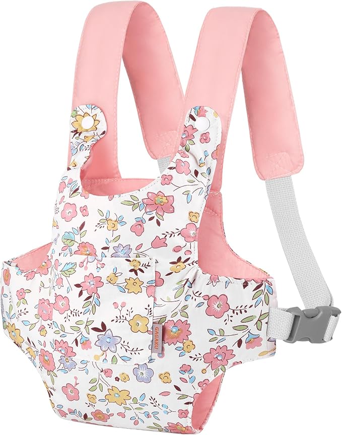 GAGAKU Baby Doll Carrier Doll Accessory Carrier Stuffed Animal Carrier with Adjustable Straps for Kids – Pink - Peach Blossom