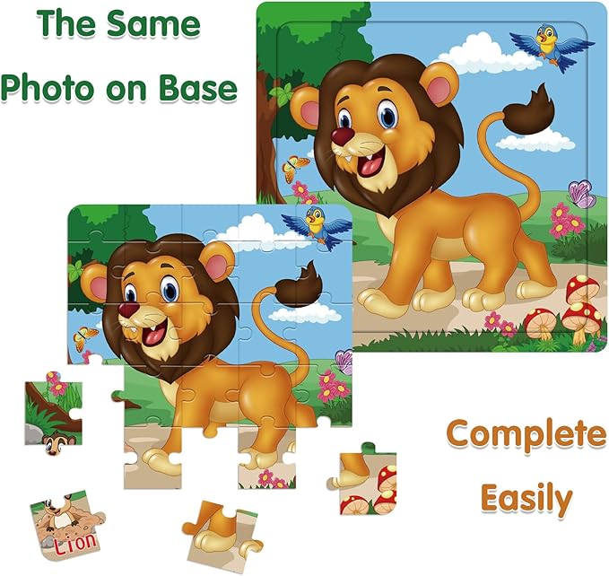 Puzzles for Kids Ages 3-5 Toddler Wooden Toys Montessori Learning Education Preschool Sets Games for Boy Girl 3 4 5+ Years Old, Pack of 6 (20 Pieces)