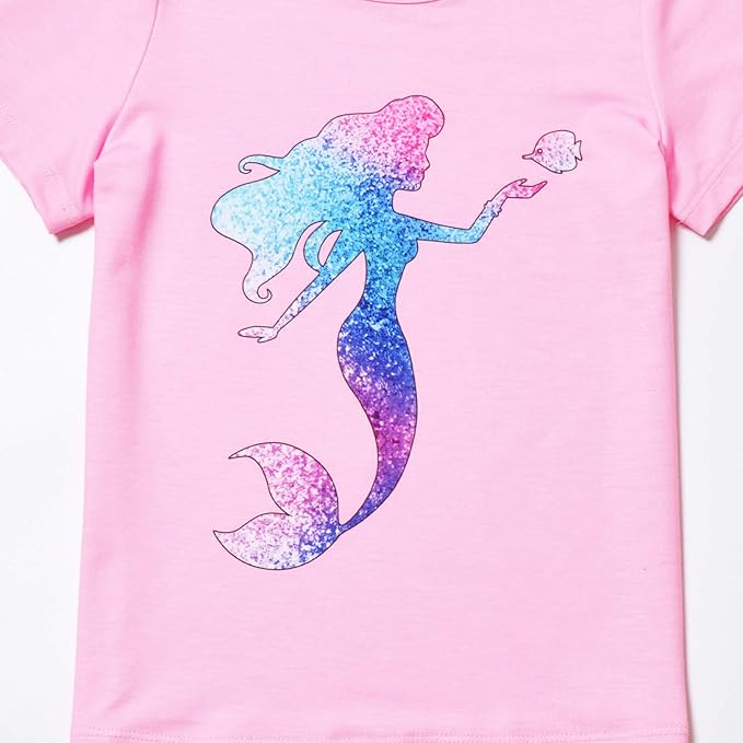 QPANCY Matching Girls & Dolls Pajamas Unicorn Pj Sets Summer Cotton Sleepwear