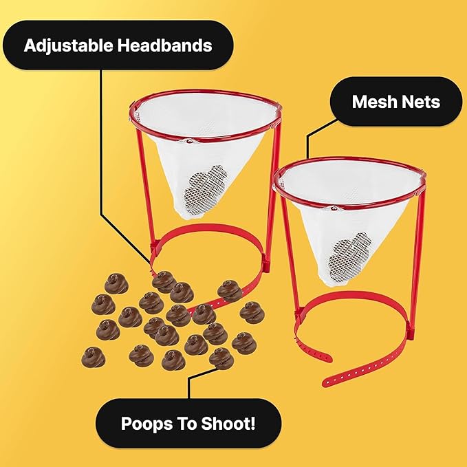 Fairly Odd Novelties Poop Shoot! Head Hoop Game – Hilarious Poop Emoji Toss Game for Family & Friends, Fun White Elephant Gag Gift