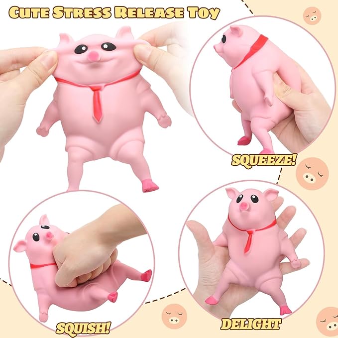 Stretchy Glue-Sand Filled Rubber Pig , Latex Piglet Soft Decompression Doll Toy,Squishy Pig Toy, Animal High-Elastic Stretchable, Decompression Toy for Adults and Children (Pig-S)