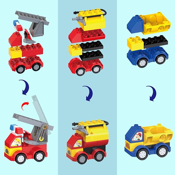 Building Blocks for Toddlers 2-5, 89 PCS Blocks Car Set for Kids Classic Large Building Bricks Compatible with Major Brands Educational Toys for All Ages
