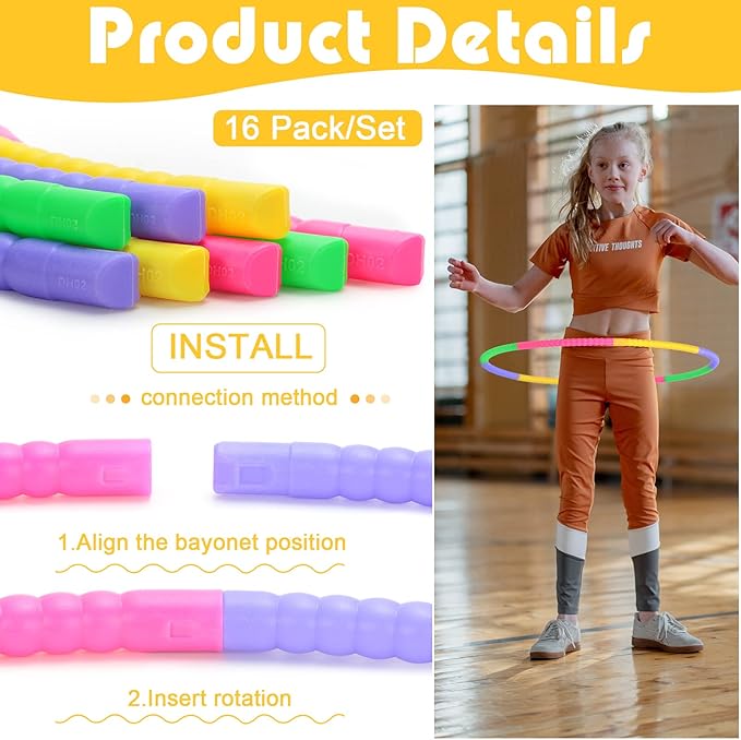 Vinsot Toy Hoop Detachable Plastic Hoops Exercise Equipment Toy Adjustable Rings for Sports Playing Party Game Dance Pet Training
