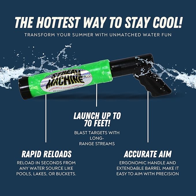 Stream Machine TL-500 Water Blaster 2 Pack, Water Gun Squirt Gun Set, Hydrobolic Water Launcher, Shoots Up to 70 Feet, Easy Fill for Pool, Lake, Ocean & Beach, Ages 8+