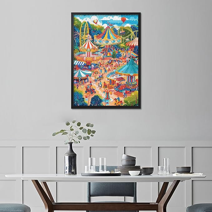 Amusement Park Puzzles for Adults 1000 Pieces, Colorful Carousels Jigsaw Puzzles, Adult Puzzle for Adults, Educational Fun Games or Toys for Elders Friends 20X27 INCH