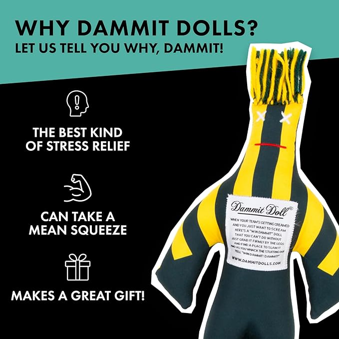 Dammit Doll - Funny Stress Relief Gag Gift, Random Color - for Anger & Frustration Relief - White Elephant or Emotional Support Doll for Adults & Women - 1 Count, Sports