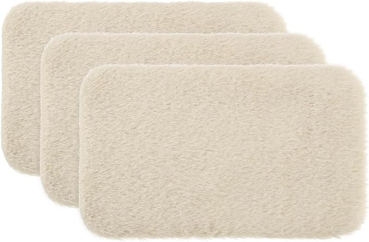 uxcell 3Pcs Dollhouse Miniature Carpet, 1:12 Fluffy Doll House Rugs Prop Small House Accessories for Doll House Furniture Decor Play, Khaki Oval