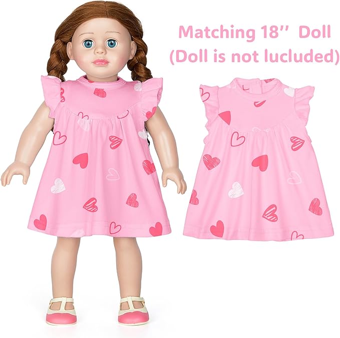 ICOSY Matching Doll & Girls Nightgowns Clothes Girls Pajamas Sleepwear Outfit for Kids and 18" Girl Doll