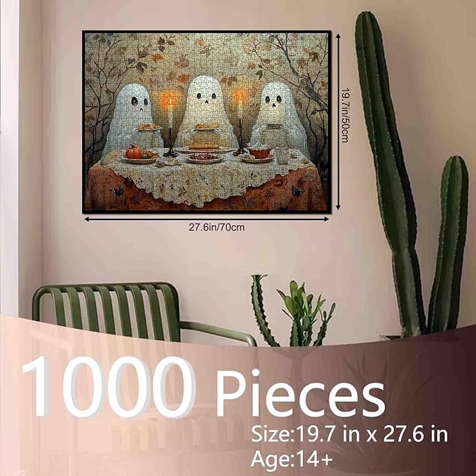 Halloween Jigsaw Puzzles for Adults 1000 Piece Puzzle for Adults,Cute Little Devil Candlelight,Intellectual Decompressing Fun Family Game Wall Decor Entertainment Toys 19.7 x 27.6 Inch