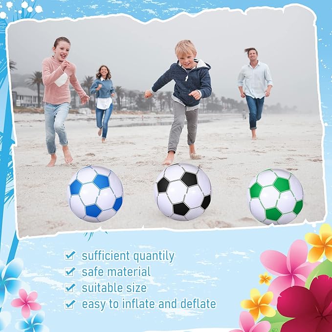 Chivao Inflatable Soccer Beach Balls 16 Inch Beach Balls Bulk Soccer Party Favors Summer Swimming Pool Games for Sports Outdoor Activity Party Decoration Supplies