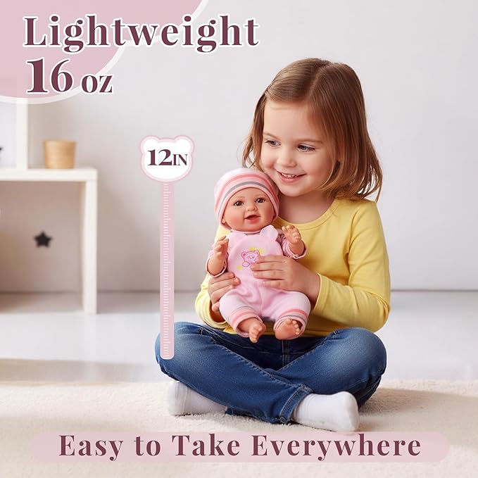 BABESIDE Baby Doll Girl - 10-Inch Realistic Baby Dolls with Magic Feeding Bottle Real Life Vinyl Toy Gift for 3+ 4 5 6 Years, Ideal for Birthday, Pretend Play, Christmas