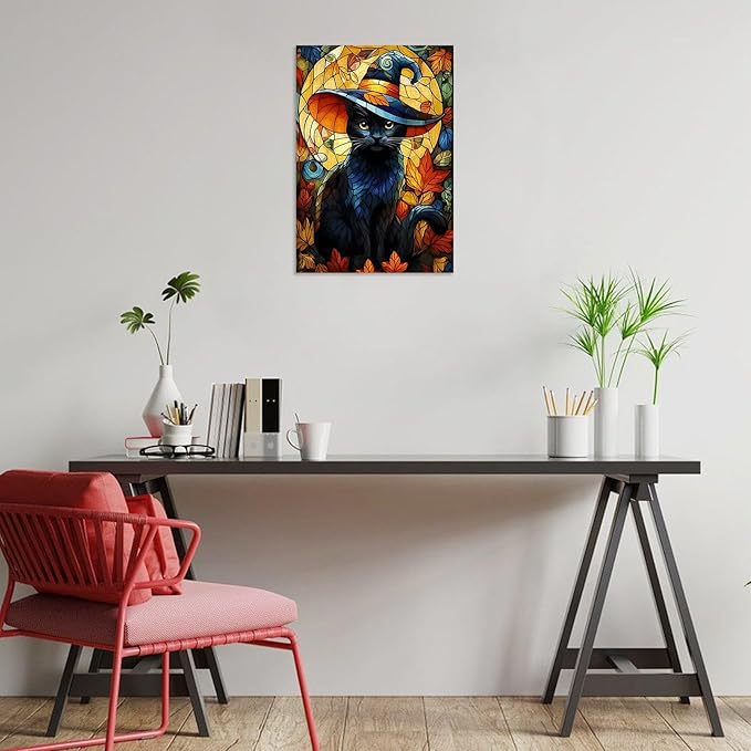 Great Jigsaw Puzzles for Adults 300 Pieces Halloween Black Cat Puzzles for Adults Toys Gift Family Decoration Kids Puzzle