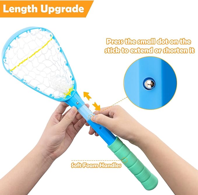 Foayex Kids Ajudstable Mini Lacrosse Sticks Set with 2 Balls, Sports & Outdoor Play Toys for Yard Lawn Camping, Outside Games for Boy & Girl 3 4 5 6 7 8 Year Old