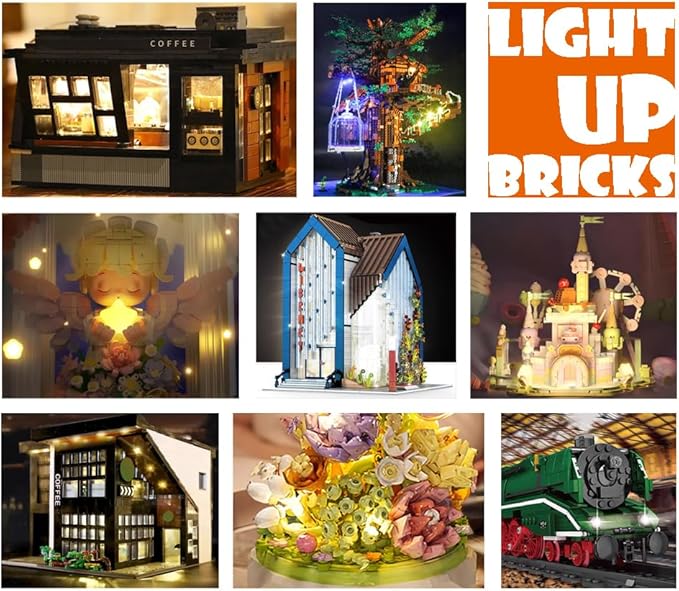 Light Up Bricks, 2 Sets 1X4 LED Lighting Kit, Classic DIY Lights Accessories Compatible with Major Brands