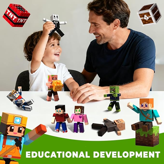 20Pcs Magnetic Action Figures Playset - Magnetic Building Blocks, Magnet Cubes and Rotatable Figures Character Toys for Kids,Easter Birthday Gift for 6+ Year Old Boys Girls (Patent Pending)