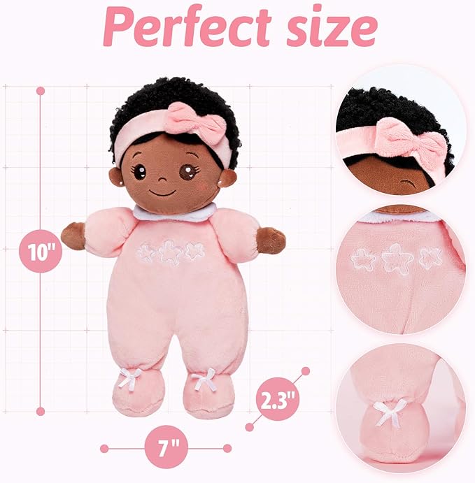 OUOZZZ 10" Black Baby Doll - 1 Year Old Girl Birthday Gifts First African American Baby Dolls for Toddler Girl Toys, Snuggle Buddy for Infants