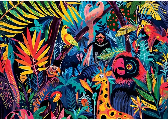 Trefl - Square Box - in The Jungle 1000 Piece Jigsaw Puzzle 27"x19" Print, DIY Puzzle, Creative Fun, Classic Jigsaw for Adults and Children from 14 Years Old