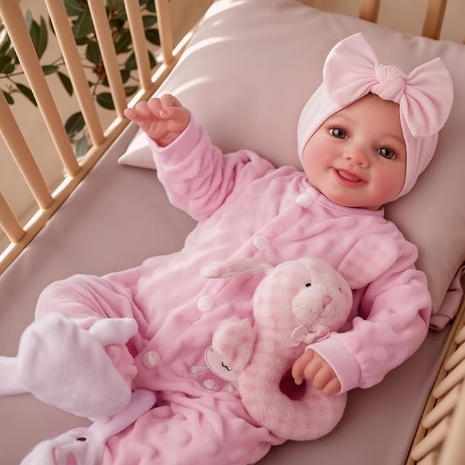 BABESIDE Drink and Wet Reborn Baby Dolls Girl – 17 Inch Lifelike Handmade Soft Vinyl Baby Doll, Can Drink & Pee, Real Life Baby Doll with Accessories, Gift for Girls Age 3+ Pretend Play & Collection