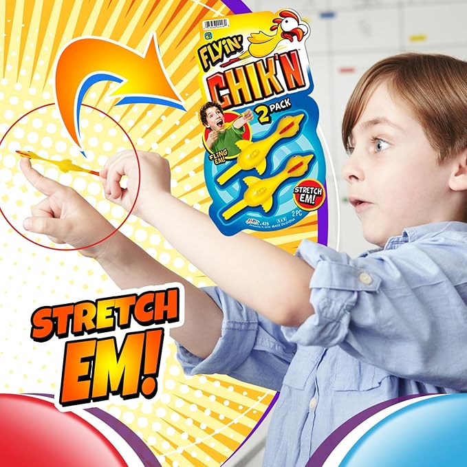 JA-RU Finger Slingshot Chickens (2 Packs 4 Units) Rubber Sling Chicken Flick Chicken Flying Chicken Flingers Stretchy Toys For kids Party Favors 426-2