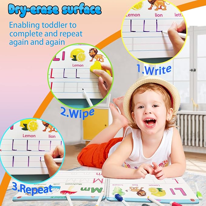 ALIANFLY Preschool Learning Activities Educational Workbook - Toddler Prek Montessori Handwriting Practice Activity Tracing Toys Busy Book for Kids, Autism Learning Materials and ABC Learning Book