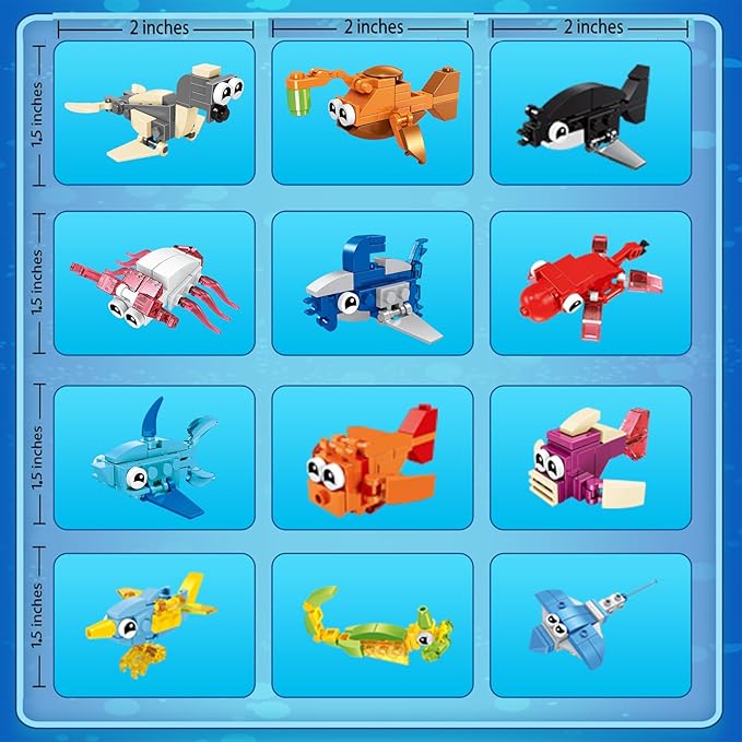 Party Favors for Kids - 24 Pack Animals Building Blocks for Goodie Bags Stocking Stuffers Classroom Prizes Birthday Gifts Toy Building Sets for Kids 6-12yrs