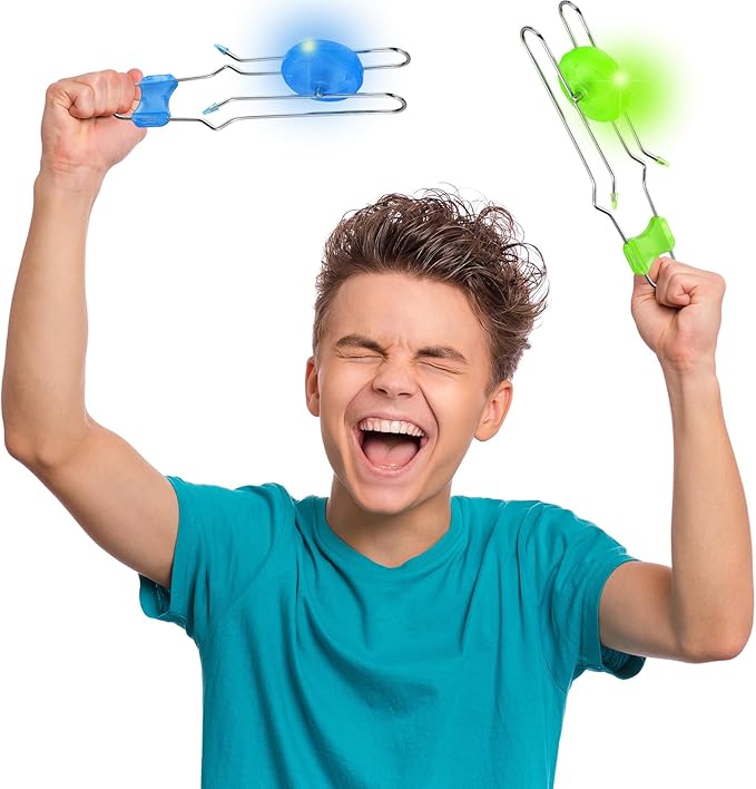 Gejoy 4 Pcs Magic Rail Twirler Easter Kids Retro Toys Light up Magnetic Gyro Wheels Toy Gyroscope Rail Game Classic Vintage Gravity Sensory Toy Gift for Boy Girl(Straight Line Style,Blue, Green)