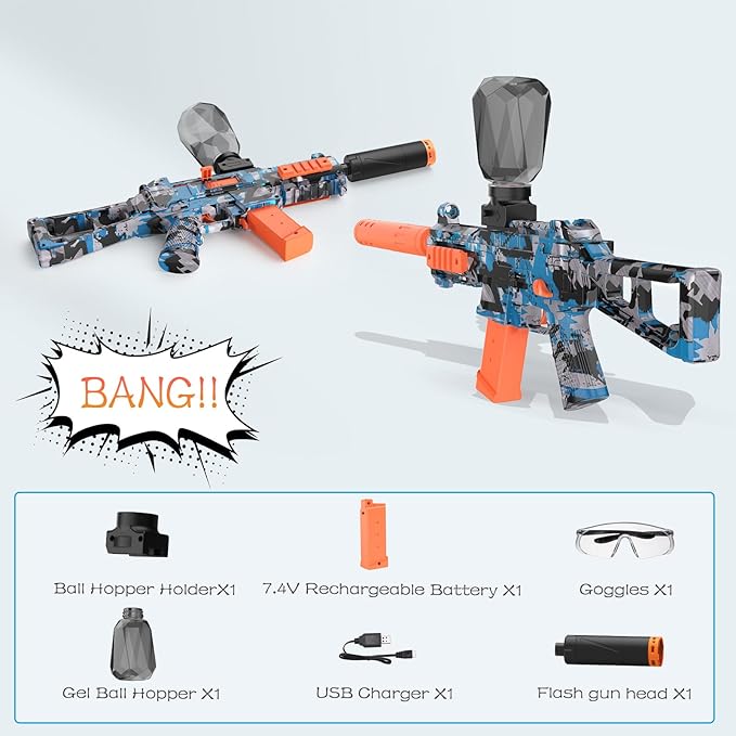 Light Up Gel Ball Blaster, Dual-Mode Auto & Semi-Auto Electric Splatter Blasters-Toys, Automatic Outdoor Games Toys for Activities Team Game, Age 12+ Year Up