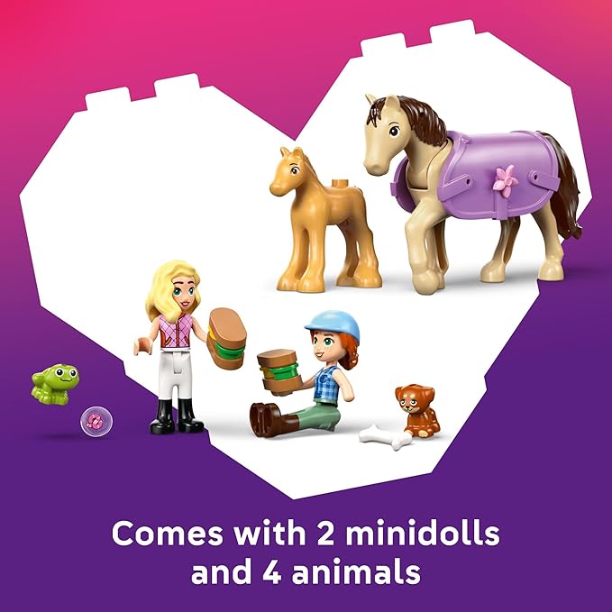 LEGO Friends Horse & Baby Foal Trailer Building Toy for Girls & Boys - Pretend Play Set for Kids, Ages 7+ - W/Autumn & Matilde Minidolls, Toy Animals, & Accessories - Gift Idea for Birthdays - 42695