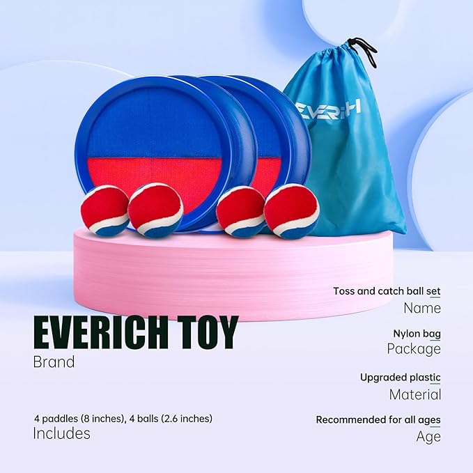 EVERICH TOY Upgraded Toss and Catch Ball Game Set, Easter Basket Stuffers Outdoor Games for Kids Toys, Beach Pool Toys Outside Family Yard Games Easter Gifts for Boys Girls 3 4 5 6 7 8-12 Years Old