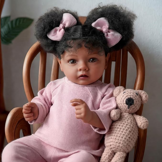 BABESIDE Lifelike Reborn Baby Dolls Black Girl- 20 Inch Soft Body Realistic-Newborn Handmade Real Life Baby Dolls with Clothes and Toy Gift for Kids Age 3+